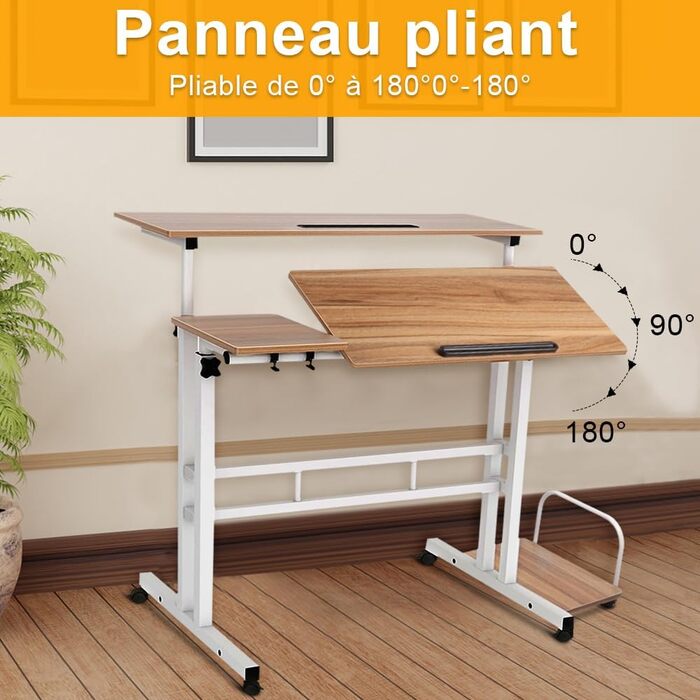 Комп&39ютерний стіл homewell, регульований, стіл для сидіння та стояння, з комп&39ютерною поверхнею, ПК, ігровий стіл, для навчання, гри, роботи, спальні, водонепроникний (80 22 x 60 x 67 115 см) дуб (з консольною поверхнею) L (80 22)*60*67-115 см