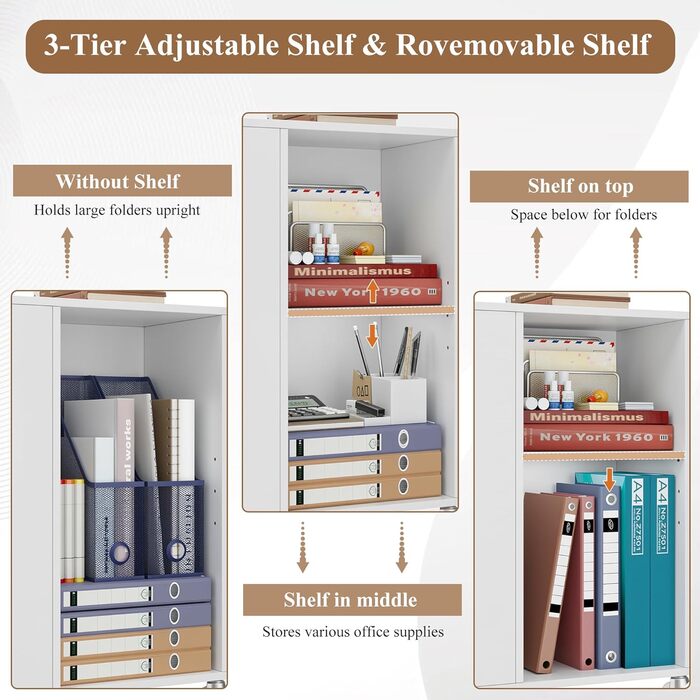 Контейнер на колесах HOCSOK, шафа для документів з шухлядою та відділеннями, офісна шафа, шафа для зберігання речей, журнальний столик для вітальні, спальні та офісу, білий