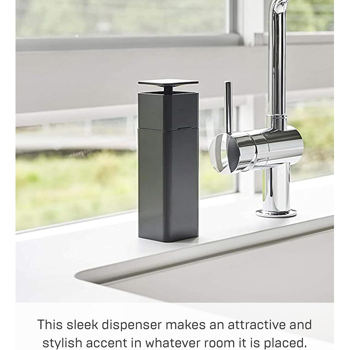 Баштовий дозатор мила під тиском, чорний, смола PETG/поліпропілен/поліетилен/силікон, мінімалістичний, 5,5 x 5,5 x 18,5 см, 5214