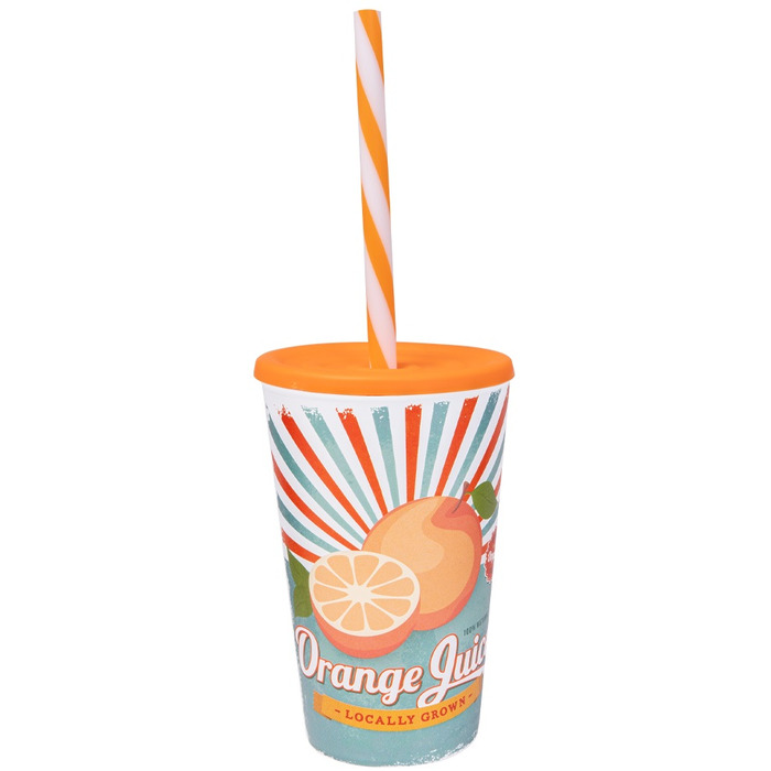 Склянка з трубочкою Herevin Orange Juice 0.65 л (161948-028) (6965059)
