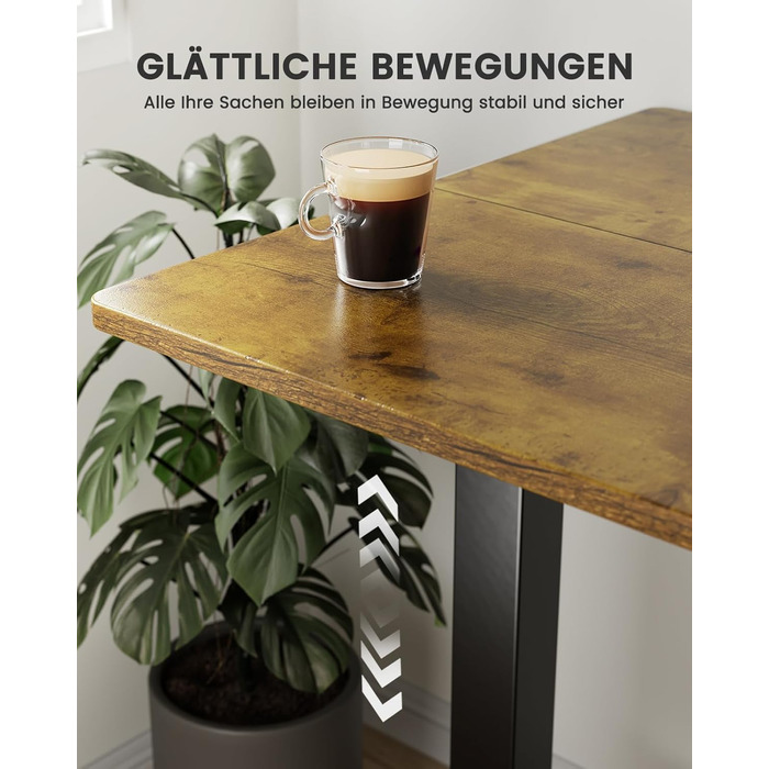 Електрично регульований по висоті стіл 120 x 60 см, Стіл з регульованою висотою та 4 налаштуваннями пам&39яті, розумний стіл для домашнього офісу зі з&39єднувальною пластиною 120 x 60 см, колір вінтажного дерева