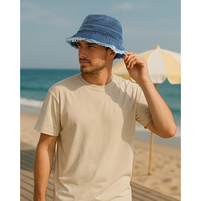 Джинсовий капелюх Zylioo L/XL/XXL для чоловіків та жінок, для великої голови, UPF50 захист від сонця, розмір 58-64 см, вінтажна літня шапка з китицями XL-XXL, темно-синя