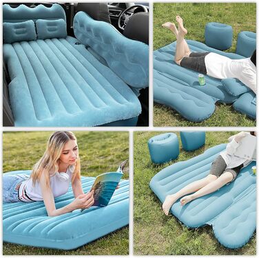 Надувний матрац Ergocar для автомобіля, кемпінгу, надувний матрац для 2 осіб з подушкою, надувний матрац для позашляховиків, мінівенів, диванів, надувних ліжок для гостей на відкритому повітрі, піщаний пляж, M-темно-зелений