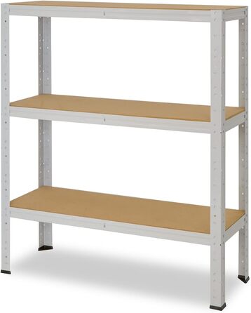 Офічна полиця для зберігання, Міцна офісна полиця, Світло-сірий/Метал, Офічна полиця з 3 полицями/Полиця в підвалі, Полиця для майстерні/Навісний стелаж, Метал, Вантажопідйомність 175 кг/Офічна полиця для файлів, В 100 см / Ш 90 см / Г 60 см, 100x90x60