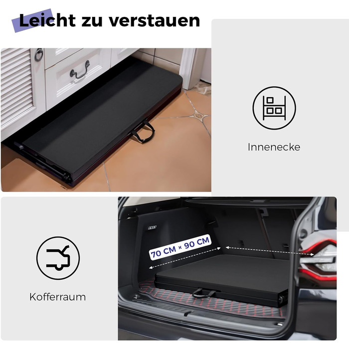 Складаний стіл, 180 см, портативний, міцний, пластиковий, розкладний, для використання в приміщенні та на вулиці, для кемпінгу, пікніків та вечірок (чорний)