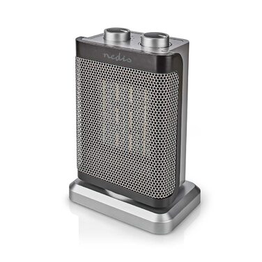 Керамічний PTC вентилятор-обігрівач - 1000/1500 Вт - 2 режими нагріву - Регульований термостат - Функція коливання - Захист від перегріву та перекидання - Сірий, 17GY -