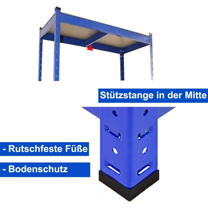 Міцний металевий стелаж 5 полиць з МДФ Вантажопідйомність до 875 кг 180 x 90 x 40 см (В x Ш x Г) Стелаж для гаража/майстерні, синій 180 x 90 x 40 см (В x Ш x Г)