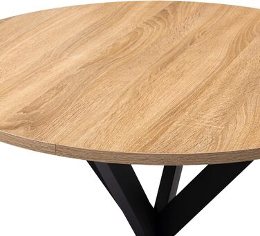 Круглий обідній стіл ALIX для 4 осіб, основа-павук, дерево та чорний колір, 80 см