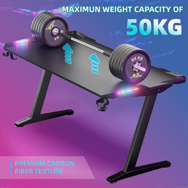 Ігровий стіл Storeo Imp, 160 x 70 x 80 см, МДФ / сталь / вуглецеве волокно, чорний