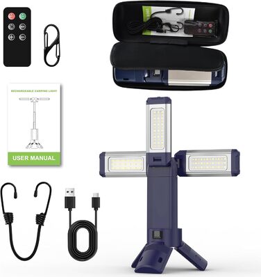 Телескопічний акумуляторний кемпінговий ліхтар ємністю 10000 мАг, 4000 лм, поворотні алюмінієві лопаті на 270, пульт дистанційного керування, водонепроникний IP45, тепле/біле/природне світло, кемпінговий ліхтар з регульованою колірною температурою