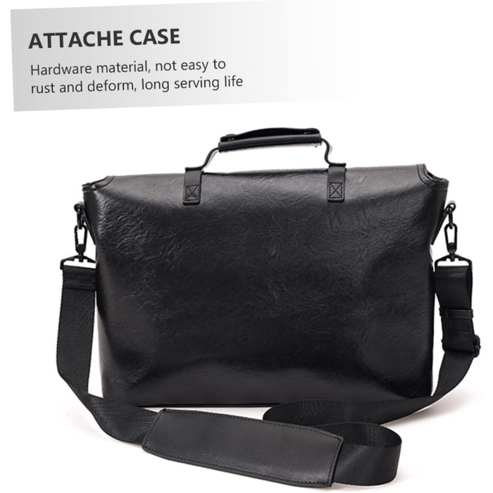 Шматок PU шкіряний портфель для чоловіків середнього розміру чорний діловий ноутбук сумка через плече для роботи школи і подорожей