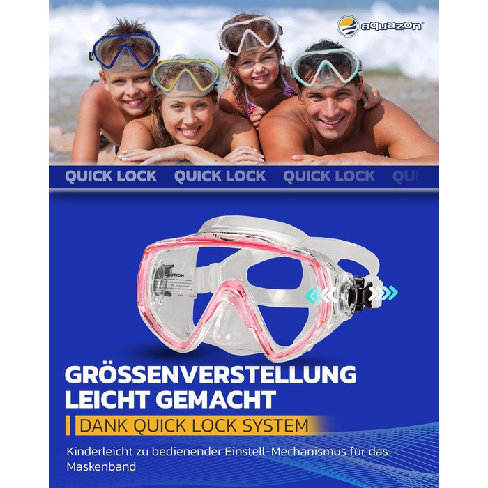 Набір для сноркелінгу AQUAZON Miami, набір для плавання, набір для дайвінгу, маска для дайвінгу з загартованими лінзами проти запотівання, силікон, напівсухий сноркель, регульовані ласти для дітей, темно-синій, розмір 27/31