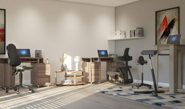 Офісне крісло, стілець для столу, тканина, обертовий, чорний, 44Г x 45Ш x 113В см, 60