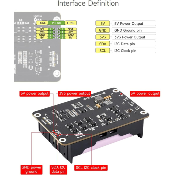 Модуль безперебійного живлення Waveshare підтримує одночасну зарядку та вихідну потужність 3S та 5V 5A