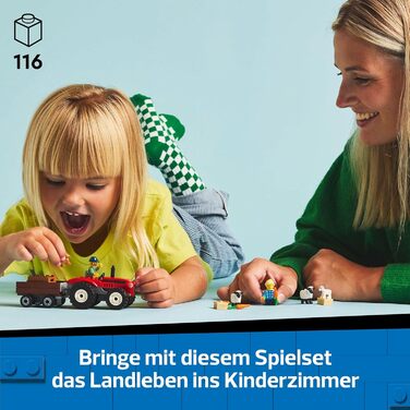 Трактор LEGO City з причепом - Ферма з фігурками трактора та тварин - Ігрові набори Монтессорі для хлопчиків і дівчаток від 4 рокі
