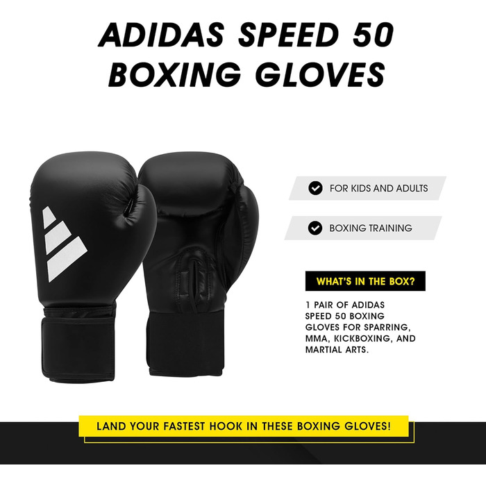 Боксерські рукавички Adidas Speed 6 oz, чорно-білі
