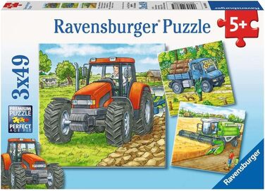 Дитячий пазл Ravensburger - 09388 Велика сільськогосподарська техніка - Пазл для дітей від 5 років, 3x49 елементів, жовтий
