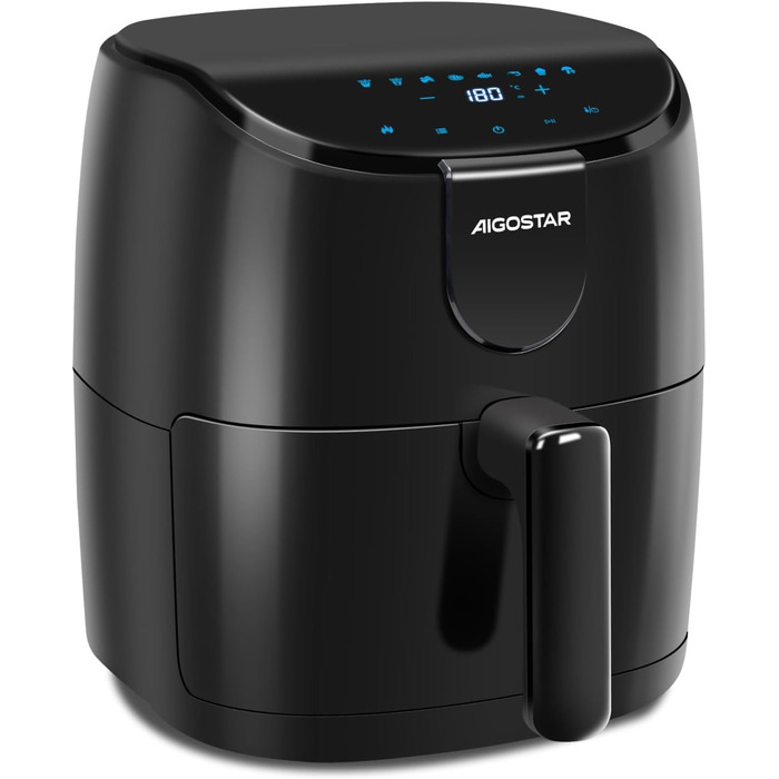 Аерофритюрниця Aigostar Hayden X 4 л, 9 програм аерофритюрниці 1500 Вт, світлодіодний сенсорний екран, таймер на 60 хвилин, інтелектуальне попереднє нагрівання, функція попереднього нагрівання та нагадування про струс, безмасляна фритюрниця, без бісфенолу