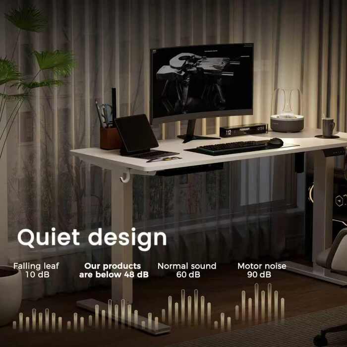 Стіл з регульованою висотою 60x140 см, електричний стіл з пам&39яттю налаштувань та функцією запобігання зіткненням, регульована висота 70117 см, ідеально підходить для офісу, домашнього офісу та ігор (білий) 140x60 см білий