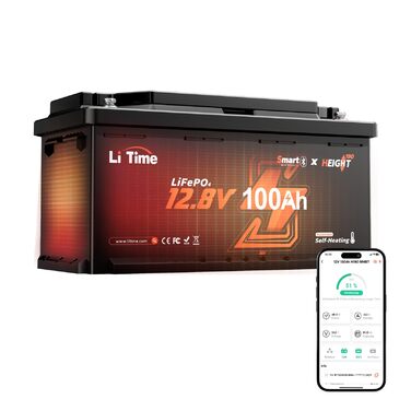 Акумулятор LiTime 12V 100Ah LiFePO4 з Bluetooth, розмір H190, 200A BMS, інтелектуальне нагрівання, 2C розряд, літій-іонний акумулятор 1280 Втгод, макс. 15000 циклів, ідеально підходить для автофургона, розмір DIN H8 L5, для кемпінгу 12V100Ah H190 2C Bluet