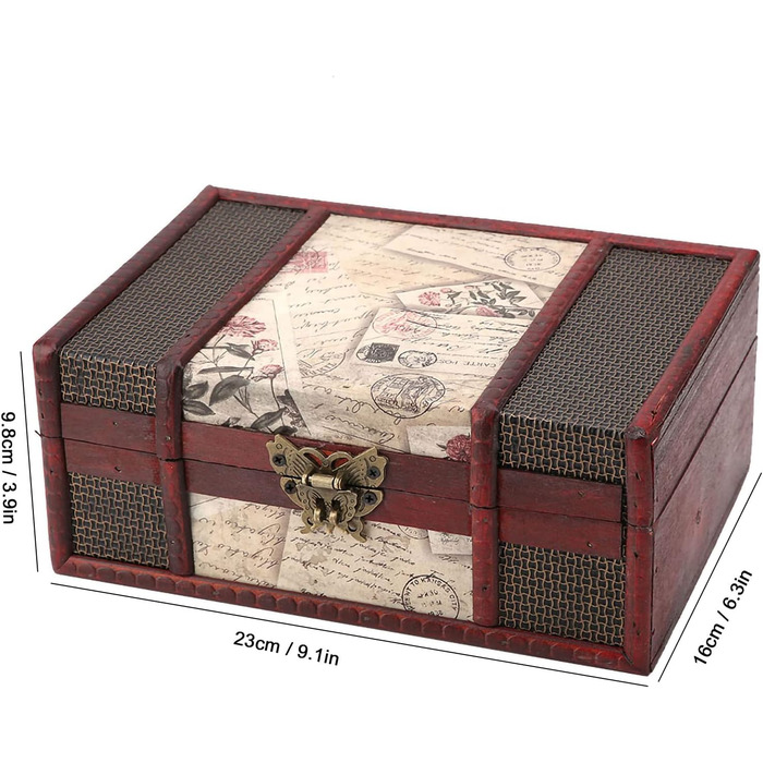 Вінтажна дерев&39яна скринька для зберігання Garosa, великий розмір, органайзер для зберігання книг і ювелірних виробів, декоративна скринька для скарбів у старовинному античному стилі для вечірок і вечірок з дня народження, весільної прикраси (3)