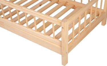 Дитяче ліжко Alije із захистом від падіння 70x140 см NINA з рейковою основою з соснової деревини для дитячих будинків, хлопчиків та дівчаток - дерев&39яне ліжко, дитяче ліжко, дитяча кімната, декор для хлопчика, 70 x 140 натуральне дерево