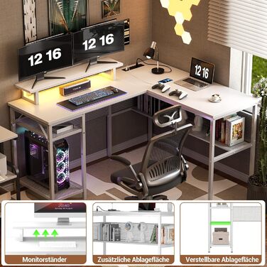 Г-подібний ігровий стіл, 14117x76 см, комп&39ютерний стіл з відділенням для зберігання речей, офісний стіл з двостороннім кутовим столом для навчання, ігровий, домашній офіс, білий