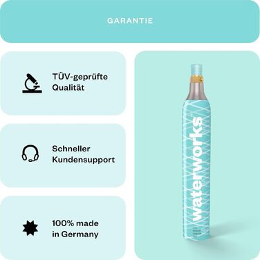 Водопровідна система 2 x циліндр CO2 I Підходить для SodaStream*, Grohe Blue, Aarke, Brita, WasserMaxx та багатьох інших виробників газованої води I Для до 60 л на заправку I * Не для швидкого підключення