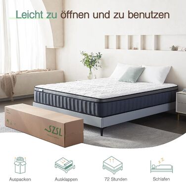 Матрац 140x200x26 см 7-зонний пружинний матрац H4 H3 з ортопедичними пружинами кишенькового типу, сертифікованими Oeko-Tex, з піною, 100 ночей пробного сну середньої жорсткості - 26 см 140x200x26 см