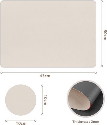 Підстилка шкіряна, 6 шт. підстилки миються з підставками нековзні підстилки двосторонні підстилки, PU зі штучної шкіри термостійкі