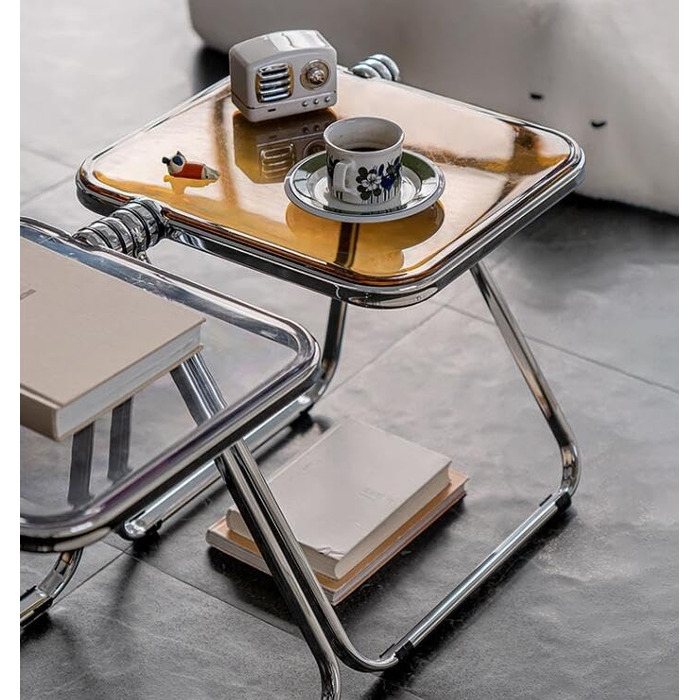 Акриловий бічний столик, складаний, прозорий, приліжковий столик, столик для відпочинку, журнальний столик для домашнього офісу, виставковий столик (розмір 436x44 см, колір помаранчевий) 436x44 см помаранчевий