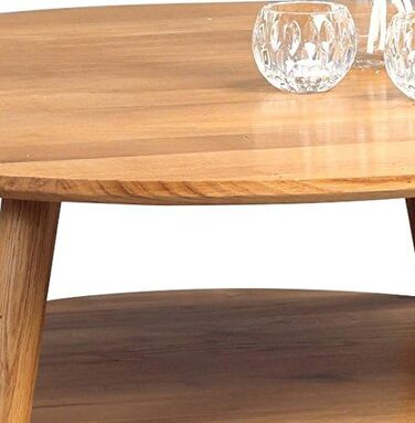 Колекція M2 247222 Журнальний столик Stella, круглий, масив дикого дуба, оброблений олією, діаметр 80 см, висота 45 см. Сучасний стиль життя / Північний стиль життя / Скандинавський стиль / Ретро