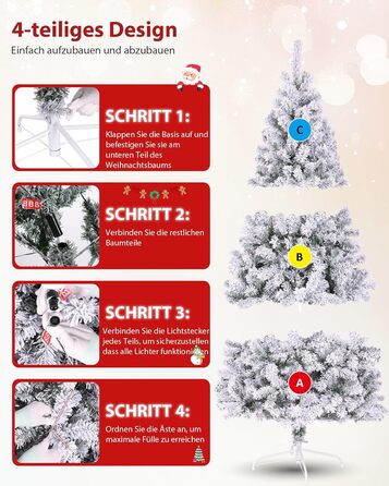 Штучна ялинка з вогнями 180 см біла Himimi