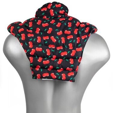 Подушка для шиї для шийного відділу хребта - шия плечі спина - вишнево-чорна - подушка з насінням льону - подушка для шиї з підігрівом - подушка для шиї, вишнево-чорна, з насінням льону