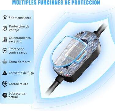 Зарядний кабель EzGoGo Type 2 Schuko 3,68 кВт 1-фазний / 6,1 м / 6-16А, портативна сумка тримач тканина з мікрофібри ремінець для