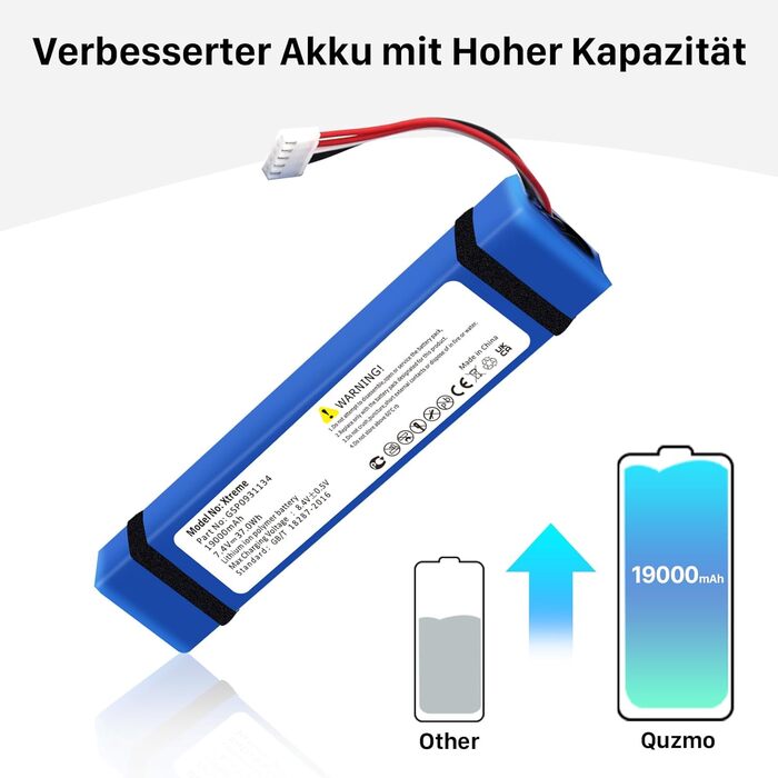 Акумулятор для JBL Xtreme, 19000 мАг високої ємності GSP0931134 Замінний акумулятор для JBL Xtreme, Xtreme 1, колонок JBL Extreme, акумулятора для музичної скриньки, акумулятора для саундбокса, замінного акумулятора для динаміка