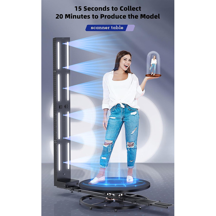 Електричний поворотний стіл HLGKBY на 360 для 3D-сканування людського тіла, керування APP, 6 HD-камер, надвисока точність 1/1000,