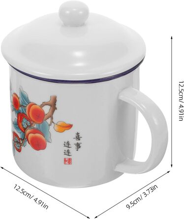 Емальована кружка Ciieeo Vintage Coffee Cup з кришкою, товстостінна емальована кружка для пиття, портативна чашка для води на відкритому повітрі для кемпінгу, офісу та дому