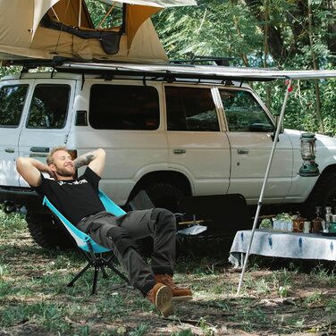 Складаний та портативний кемпінговий стілець VILLEY, синій, складний кемпінговий стілець з алюмінієвою рамою та міцною та дихаючою тканиною, вантажопідйомність 150 кг, кемпінговий стілець з сумкою для використання на свіжому повітрі, риболовля