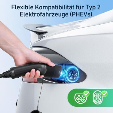 Зарядний кабель FNRIDS для електромобіля тип 2 Schuko, 10м 3,68кВт, зарядний кабель тип 2 Schuko з підставкою, регульований електр