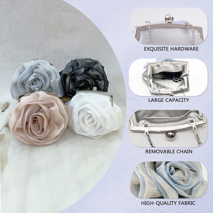 Вечірня сумка-клатч Pahajim для жінок, атласна весільна сумка з квітковим принтом, елегантна сумка через плече, маленька сумочка для весілля, вечірки, побачення, шампанського