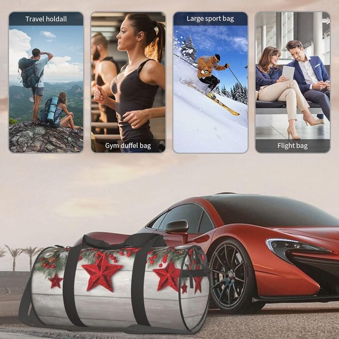 Спортивна сумка для подорожей, принт Різдвяні кулі, сумка на нічліг, чорна, універсальний розмір