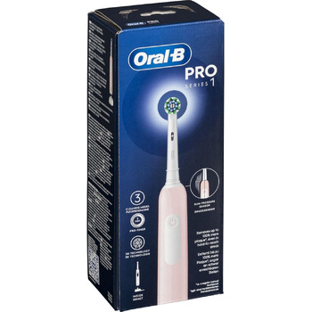 Електрична зубна щітка Oral-B, перезаряджається, Pro Series 1, датчик тиску, довговічна батарея, 1 насадка для щітки, 1 електрична зубна щітка, рожевий, ідея для подарунка