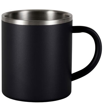 Термокружка з нержавіючої сталі 350 мл - з подвійними стінками - ізольована кружка з ручкою, без кришки. Кружка з нержавіючої сталі, термокружка, кавова кружка, кавова чашка, чорна, 4 предмети.