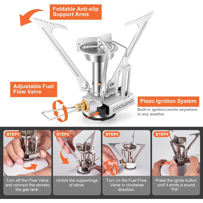 Набір посуду для кемпінгу Odoland, набір для приготування їжі з нержавіючої сталі з антипригарним покриттям, що включає тарілки, миски, виделки, ножі та ложки для походів, кемпінгу, піших прогулянок та пікніків. 15-предметний набір посуду для кемпінгу з н