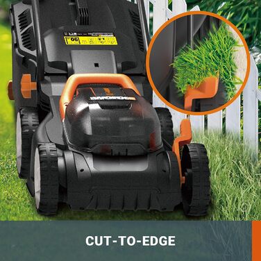 Акумуляторна газонокосарка WORX WG779E 40В (2 x 20В) - ширина зрізу 34 см - ідеально підходить для садів площею до 280 м - технологія IntelliCut - зручне зберігання - в комплекті акумуляторні батареї 2х2,5Ач та подвійний швидкий зарядний пристрій Один