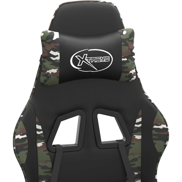 Геймерське крісло з регульованою спинкою та подушкою для підтримки голови/попереку - штучна шкіра чорного/камуфляжного кольору - 57,5 x 59,5 x (121-131) см Модель 349578