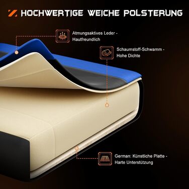 Ергономічне ігрове крісло DUMOS з підставкою для ніг, дихаюче ПК з регульованою поперековою подушкою, підголівником та підлокітниками, вантажопідйомність 150 кг, обертове крісло, чорний синій