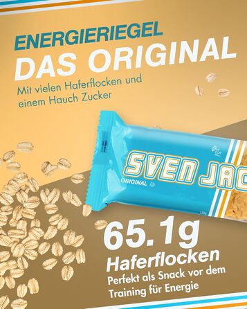 Вівсяний батончик Sven Jack (Енергетичний торт) Оригінальний 24 шт. 125 г I Оригінальний енергетичний батончик з вівсяних пластівців I Веганський вівсяний батончик I Довголанцюгові вуглеводи з низьким вмістом цукру I Низькокалорійний батончик I Батончик м