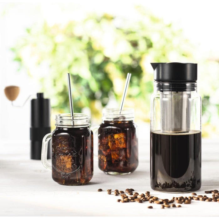 Кавоварка Xavax Cold Brew (кавоварка холодного заварювання, чай і кава 2в1, кавоварка та чайник, пляшка холодної кави 1 л, склянка холодного заварювання для кави з льодом, триколатний заварник, кавоварки)